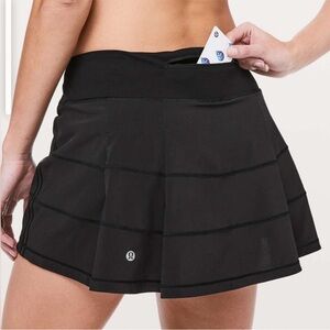 Lululemon Pace Rival Black Athletic Skirt Skort Shorts tiered ruffled